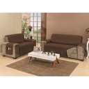 Ver imagem 1 de Protetor de Sofá Manu 2 e 3 Lugares Dupla Face Tabaco/Cáqui