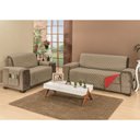 Ver imagem 4 de Protetor de Sofá Manu 2/3 Lugares Dupla Face Vermelho/Cáqui