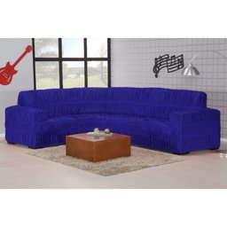 Capa Sofá De Canto Malha Gel Até 6 Lugares 21 elásticos Azul - 1