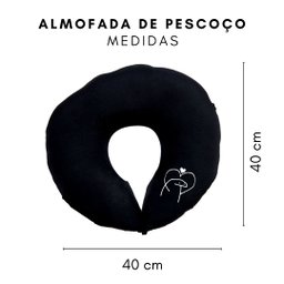 Almofada De Pescoço Para Viagem Preta Meme Flork Amor:Preto - 3