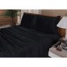 Jogo De Lençol Casal King Cetim Seda Preto Bordado 4 Peças - 1