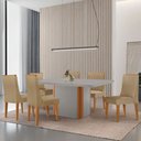 Ver imagem 1 de Mesa de Jantar Isadora 180cm Tampo Mdf Vidro com 6 Cadeiras Lisboa