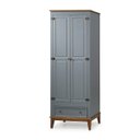 Ver imagem 1 de Guarda Roupa Solteiro Madeira Maciça Rústico 2 Portas 1 Gaveta Cinza - Apaixone & Decore