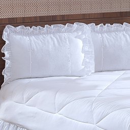 Colcha Casal Queen Coleção Charme Renda 04 Peças - Branco - 2