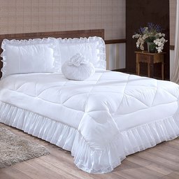 Colcha Casal Queen Coleção Charme Renda 04 Peças - Branco - 1