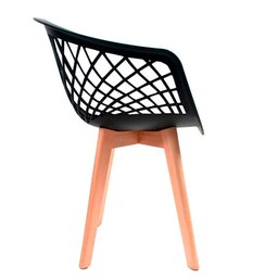 Cadeira Para Mesa De Jantar Cozinha Sala Web Wood Preta Base Madeira - 3