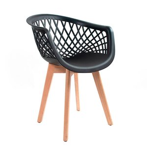 Cadeira Para Mesa De Jantar Cozinha Sala Web Wood Preta Base Madeira
