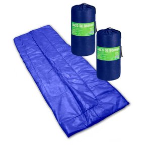 Kit 2 Sacos de Dormir FA Colchões Colchonete Acampamento Camping Solteiro 192x75cm Azul 8161