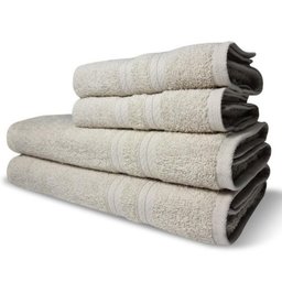 Jogo de Toalhas Itália Soft 4 Pçs - 2 Banho e 2 Rosto 430g/m² 100% Algodão - Bege - 1