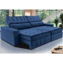 Ver imagem 1 de Sofá Retrátil e Reclinável 2,35m Cama inBox Big Puffer com SoftGel D40 Velupluma Azul