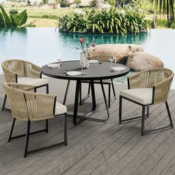 Mesa Decorativa Área Externa Espaço Gourmet 120cm Estrutura Em Alumínio Wine D04 Preto - Lyam Decor - 2