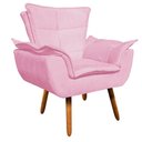 Ver imagem 1 de Poltrona Opala Suede Rosa Bebê Pés Palito Castanho D’Rossi