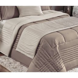 Cobre Leito Casal King Plissê 05 Peças - Fend e Bege - 3 Cobre Leito Casal King Plissê 05 Peças - Fend e Bege - 3