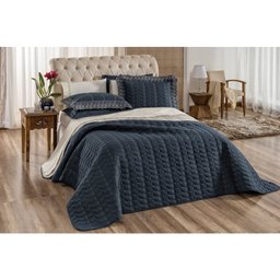 Cobre Leito King Jardine 3 Peças Dupla Face Petróleo - 1