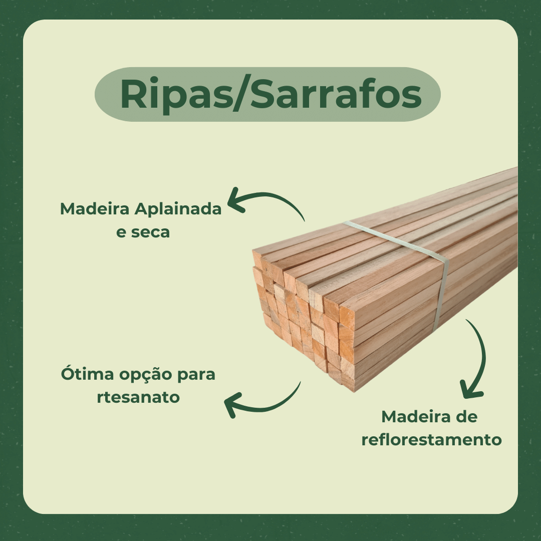 40 Ripas/Sarrafos de 2x2x100 cm Madeira de Eucalipto - 2