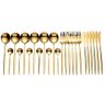 Jogo de Talheres 24 Peças Luxo Conjunto Dourado Colher Garfo Faca Jantar Cozinha Mesa Gourmet - 1