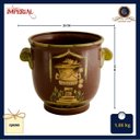 Ver imagem 3 de Cachepot Vaso Cerâmica Pintura Imperial Marrom com Alças Laca Chinesa 20cm Columbus Gold