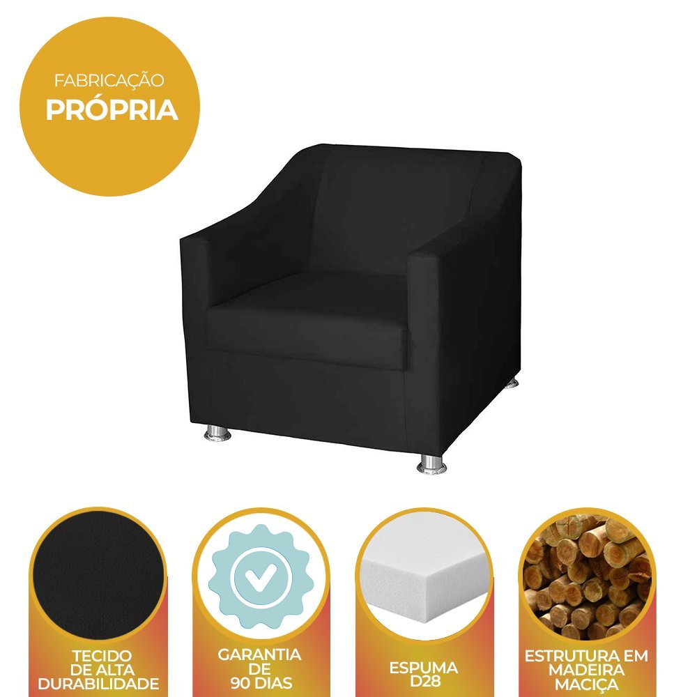 Kit 2 Poltronas Decorativa Tilla Para Recepção Believe:Preto - 6