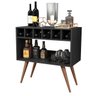 Aparador Buffet Barzinho Lorenzzo com Adega e Pés Palito Retrô – Jm3 Móveis:preto - 1