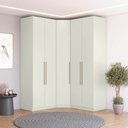 Ver imagem 1 de Guarda-roupa Modulado 161,5 X 161,5cm Canto Oblíquo Cabideiro Multiuso 5 Portas Seletto Henn - Areia