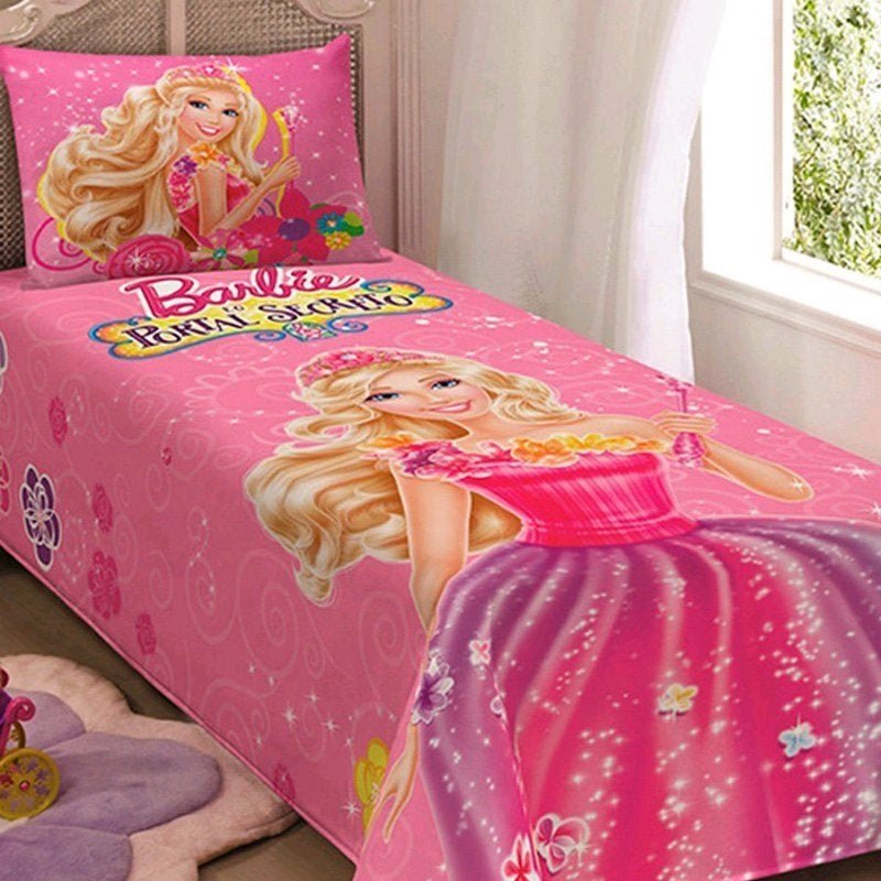 Jogo de Cama Solteiro Infantil Lepper Barbie Super Princesa Rosa