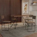 Ver imagem 1 de Mesa Jantar Industrial Trama 1,40x0,80m Amêndoa com 4 Cadeiras Estofadas Vitória Marrom e Preta