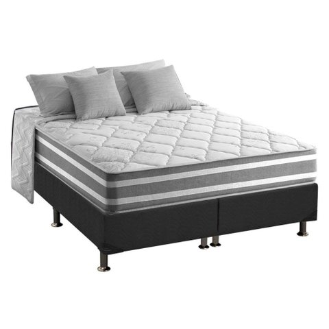 Cama Box Queen: Colchão Molas Ensacadas Anjos MasterPocket Duo Sono+ Base CRC Suede Gray(158x198)