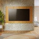 Ver imagem 1 de Painel TV até 65" Suspenso 217cm Detalhe Ripado com LED Samira C04 - D'Rossi