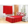 Kit Quarto Veneza Colcha Mais Cortina Vermelha Casal Padrão - 1