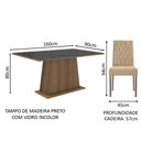 Ver imagem 4 de Conjunto Sala de Jantar Mesa Tampo de Vidro 4 Cadeiras Rustic/preto/imperial Aryeli Madesa