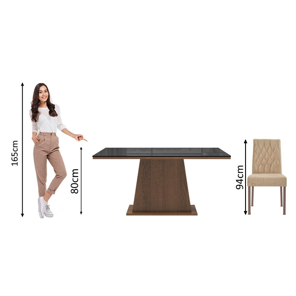 Conjunto Sala de Jantar Mesa Tampo de Vidro 4 Cadeiras Rustic/preto/imperial Aryeli Madesa - 5