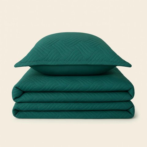 Kit Colcha Bela Microfibra Verde - A\casa Kit Colcha Bela Microfibra Verde Queen - A\casa