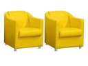 Ver imagem 1 de Kit 2 Poltronas Decorativa Biane Couro Amarelo Pés Cromado Ms Decor