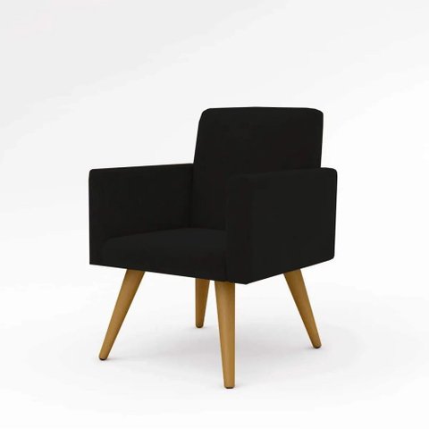 Poltrona Decorativa Nina Cadeira Escritório Recepção Preto