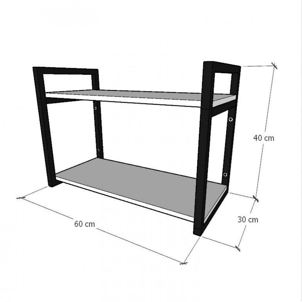 Prateleira industrial com dois niveis cor amadeirado 40x30x60 - 2