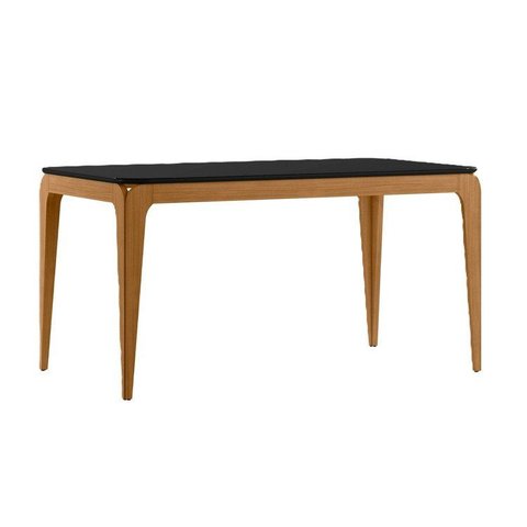Mesa Sala de Jantar Tampo com Vidro 160cm 100% MDF Áurea Marrom/Ype/Preto