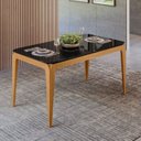 Ver imagem 2 de Mesa Sala de Jantar Tampo com Vidro 160cm 100% MDF Áurea Marrom/Ype/Preto