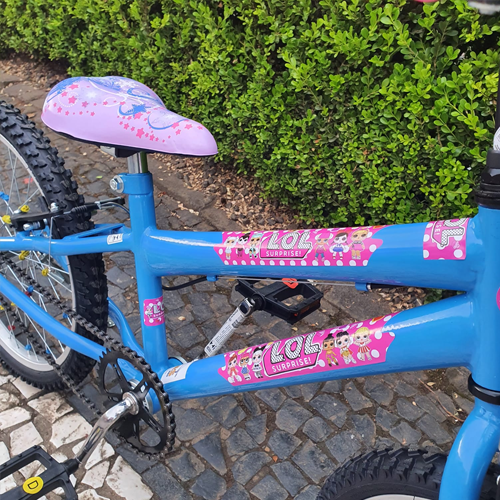 Bicicleta Aro 20 Feminina LOL Azul com Detalhes Rosa - 2