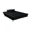 Ver imagem 6 de Sofá Cama Versátil 3 Lugares Império Reclinável Pés de Alumínio Espuma D33 Corano Preto 311