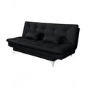 Ver imagem 2 de Sofá Cama Versátil 3 Lugares Império Reclinável Pés de Alumínio Espuma D33 Corano Preto 311