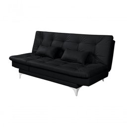 Sofá Cama Versátil 3 Lugares Império Reclinável Pés de Alumínio Espuma D33 Corano Preto 311 - 2