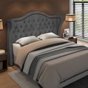 Ver imagem 2 de Cabeceira Cama Box Casal 140 cm P05 Lisboa Linho Cinza Escuro - Lyam Decor