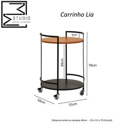 Mesinha Redonda Lateral Carrinho Aparador Buffet Sala Cozinha Lia - 6