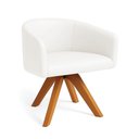 Ver imagem 5 de Poltrona Sala Base Giratória Madeira Kit 2 Arielle Sintético Branco D03 - D’Rossi