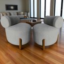 Ver mais imagens de Kit 2 Poltronas Decorativa Mônaco Bouclé Cinza Claro