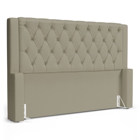 Cabeceira Atena para Cama Box Queen Size 160cm Capitonê com Frame Veludo Bege - Desk Design