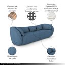 Ver imagem 3 de Sofá Bipartido Sala de Estar Diamond 212cm com Almofadas Soltas Linho Azul G52 - Gran Belo
