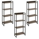 Ver imagem 1 de Kit 3 Estantes Multiuso Industrial 4 Prateleiras Areta 145x60cm C01 Carvalho Dark - Lyam Decor