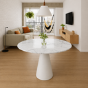 Ver imagem 1 de Mesa de Jantar Cone Branco - Redonda 80cm - Mármore Espirito Santo