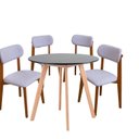 Ver imagem 2 de Kit Mesa Preta 90cm & 4 Cadeiras Estofadas Linho Design Elegante